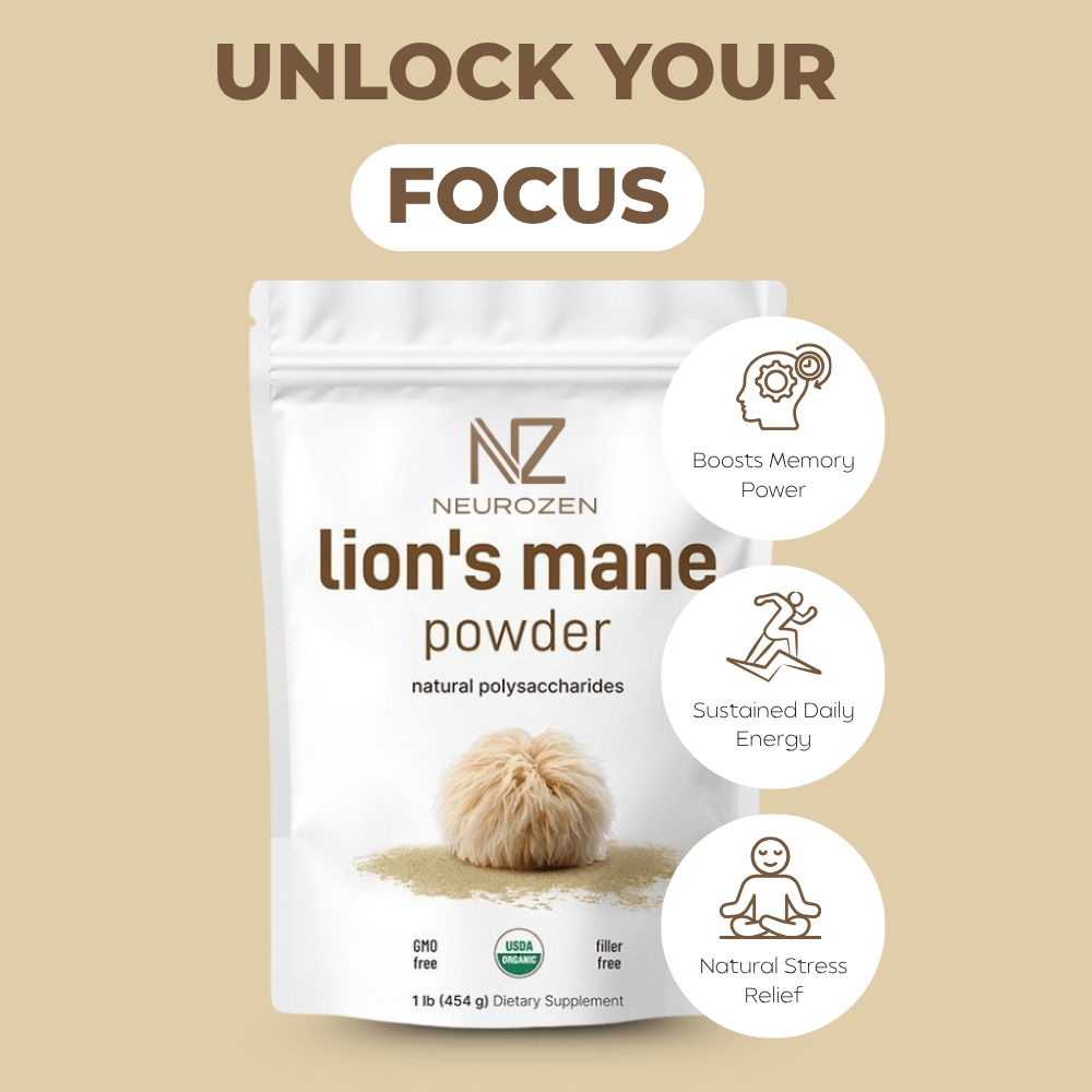 Restore Clarity, Ignite Performance with NeuroZen™ Lion’s Mane.