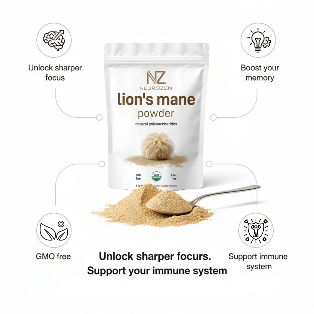 Restore Clarity, Ignite Performance with NeuroZen™ Lion’s Mane.